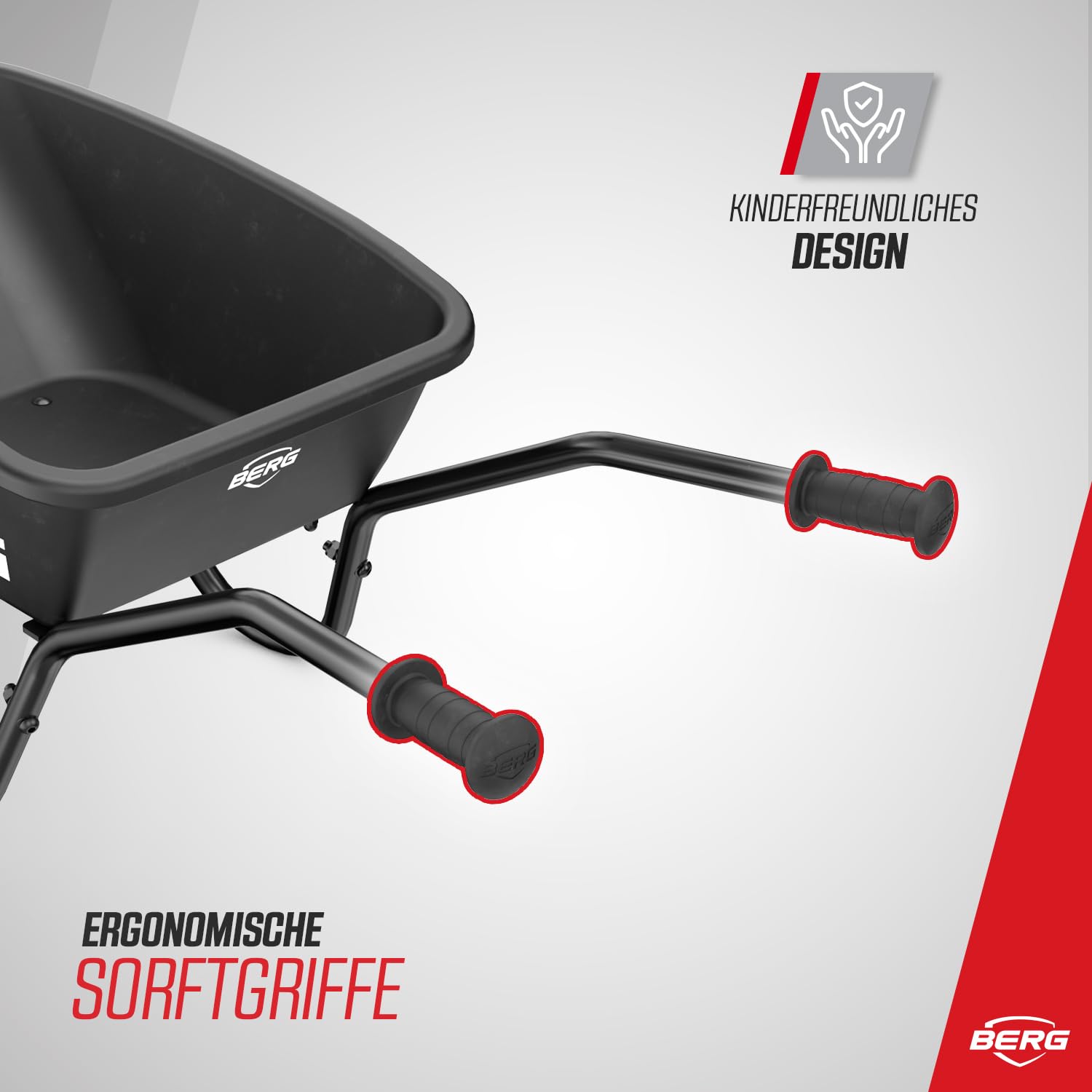 BERG Dempy Schwarz Kinder Schubkarre | Garten Schubkarre | max. Gewicht 40 kg | robuste Metallkonstruktion | wetterfest | ideal für Garten & Outdoor Aktivitäten