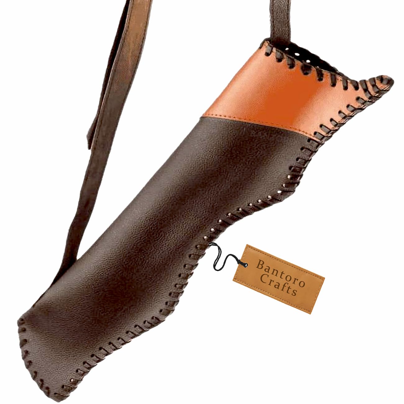Carcaj Tradicional marrón con Arco para Hombro y Espalda, Soporte de Flechas de Cuero con Bolsa Grande, Correas Hechas a Mano