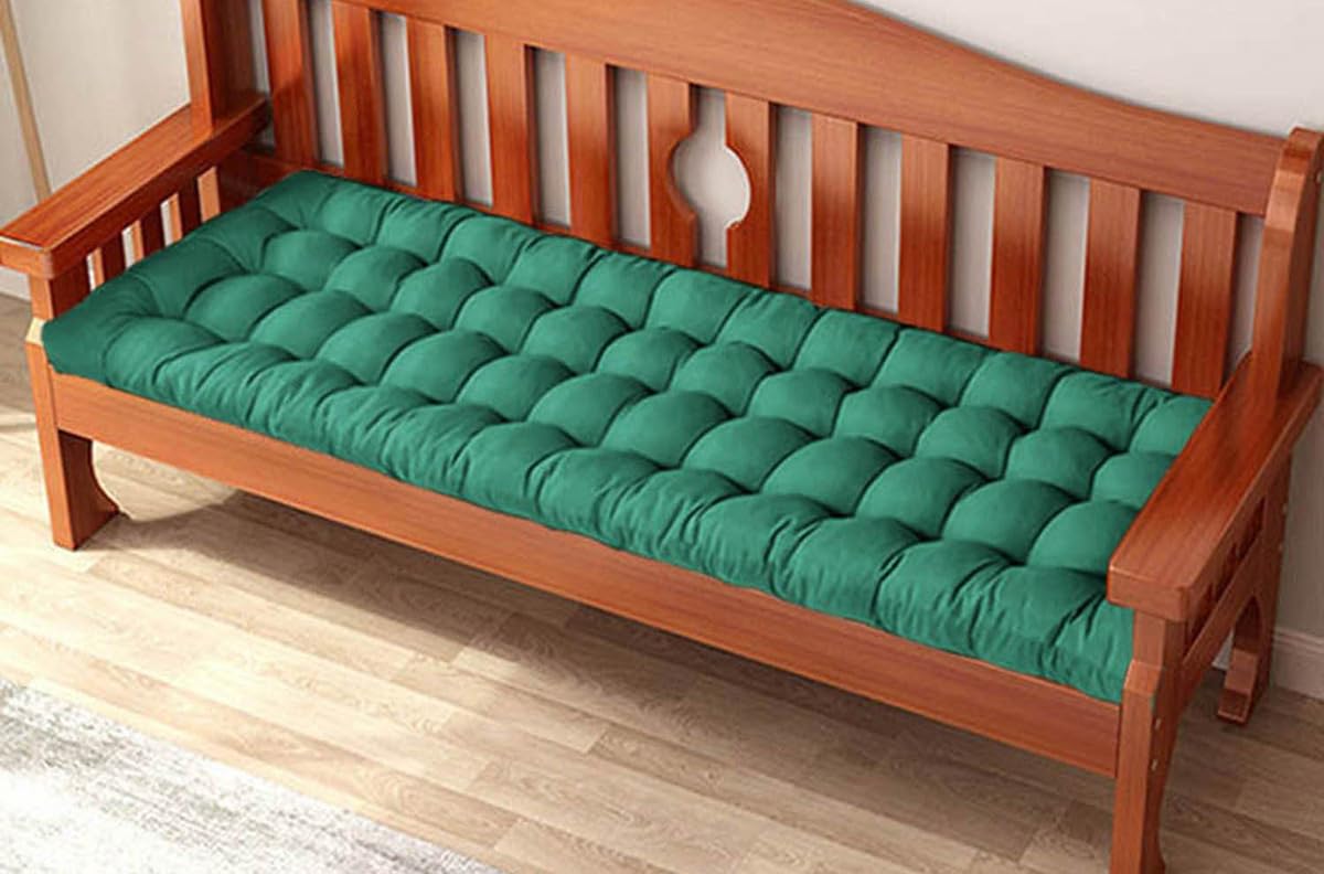 Waigg Kii Thick Garden Bench Cushion Pad 2/3 Seater,100/120cm Rectangle Cotton Garden Bench Seat Cushions Pad for Chaise/Swing/Outdoor/Indoor (45x45cm,Dark green)