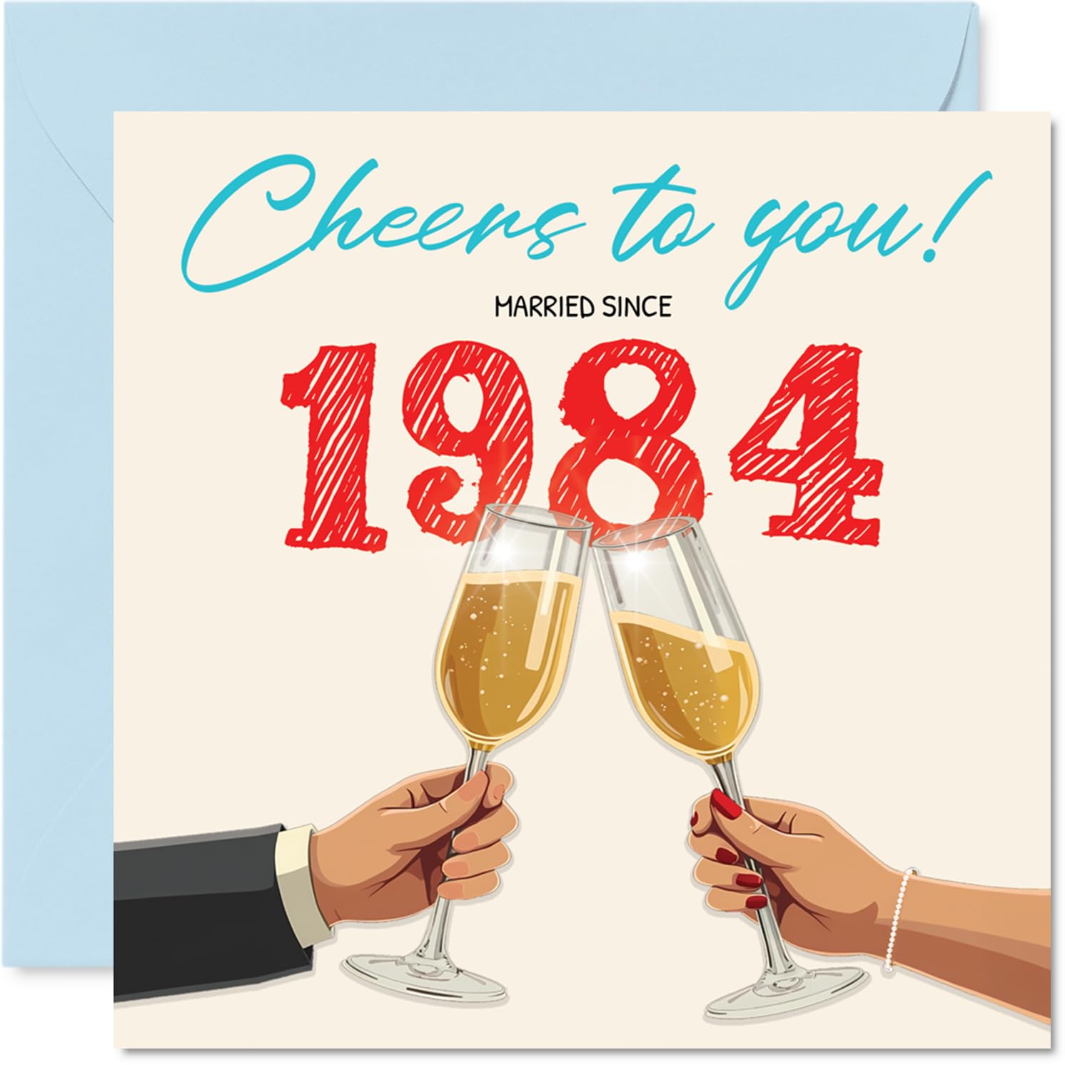 42nd Anniversary Card for Women Men - Cheers! Married Since 1984 - Happy 42 Year Anniversary Card for Partner Husband Girlfriend Companion, 145mm Wedding Anniversaries Greeting Cards