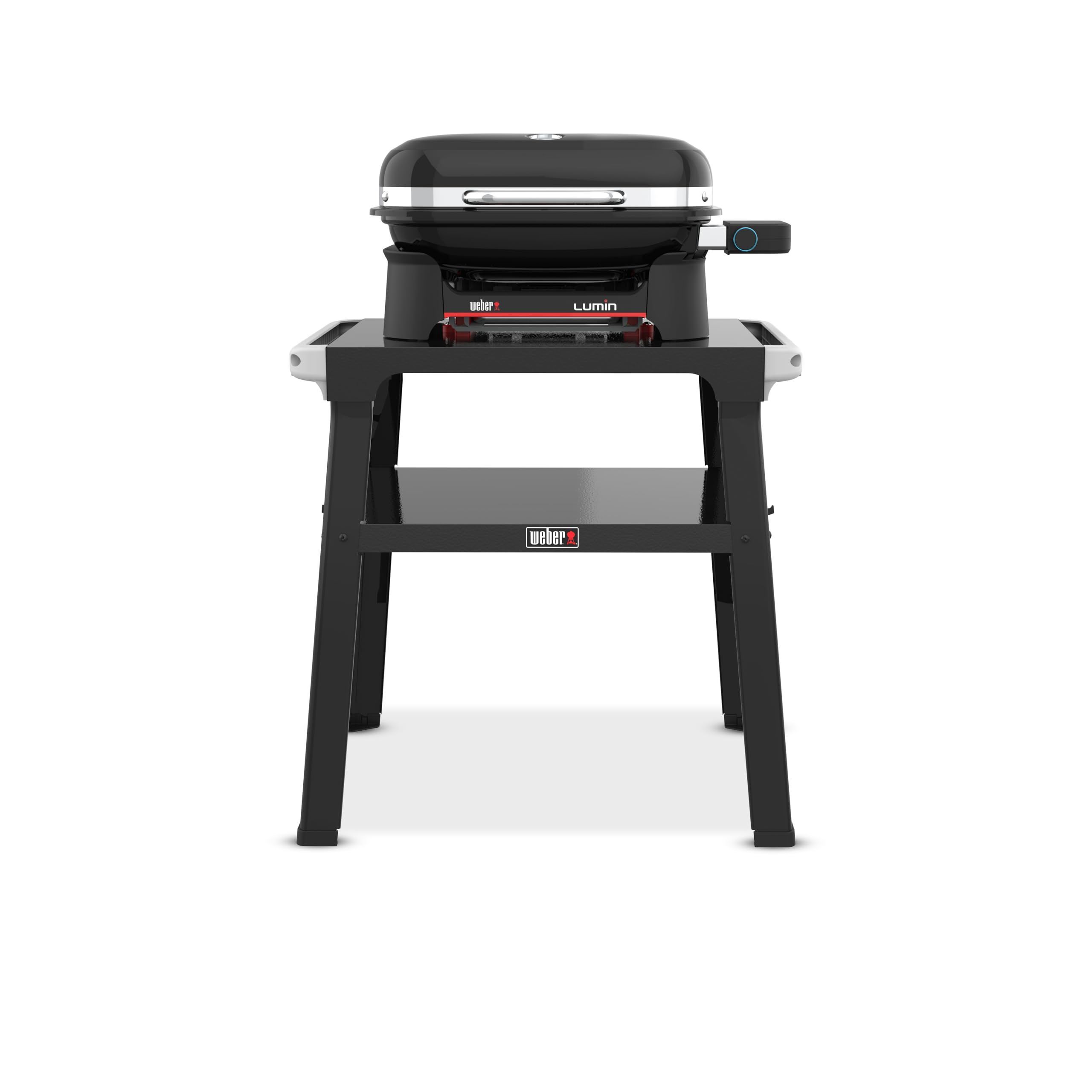 Weber Lumin Compact Kompakter Elektrogrill mit Standfuß Deckelthermometer, 43 x 32 cm, Schwarz