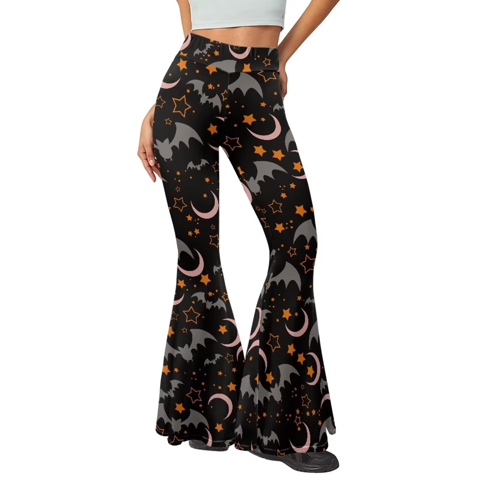 YEXIATODO Halloween Bat Leggings for Women Plus Size Flare Leggings for Women Yoga Pants Butt Lifting Leggings Knee Length Lightweight Tights for Women for Dance Pilates Fitness Cycling 2XL