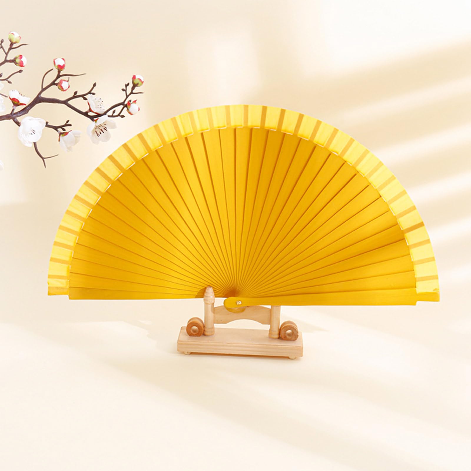 Éventail Espagnol Élégant En Bois - Style Vintage Couleur Unie - Pliable Pour Fêtes Et Quotidien