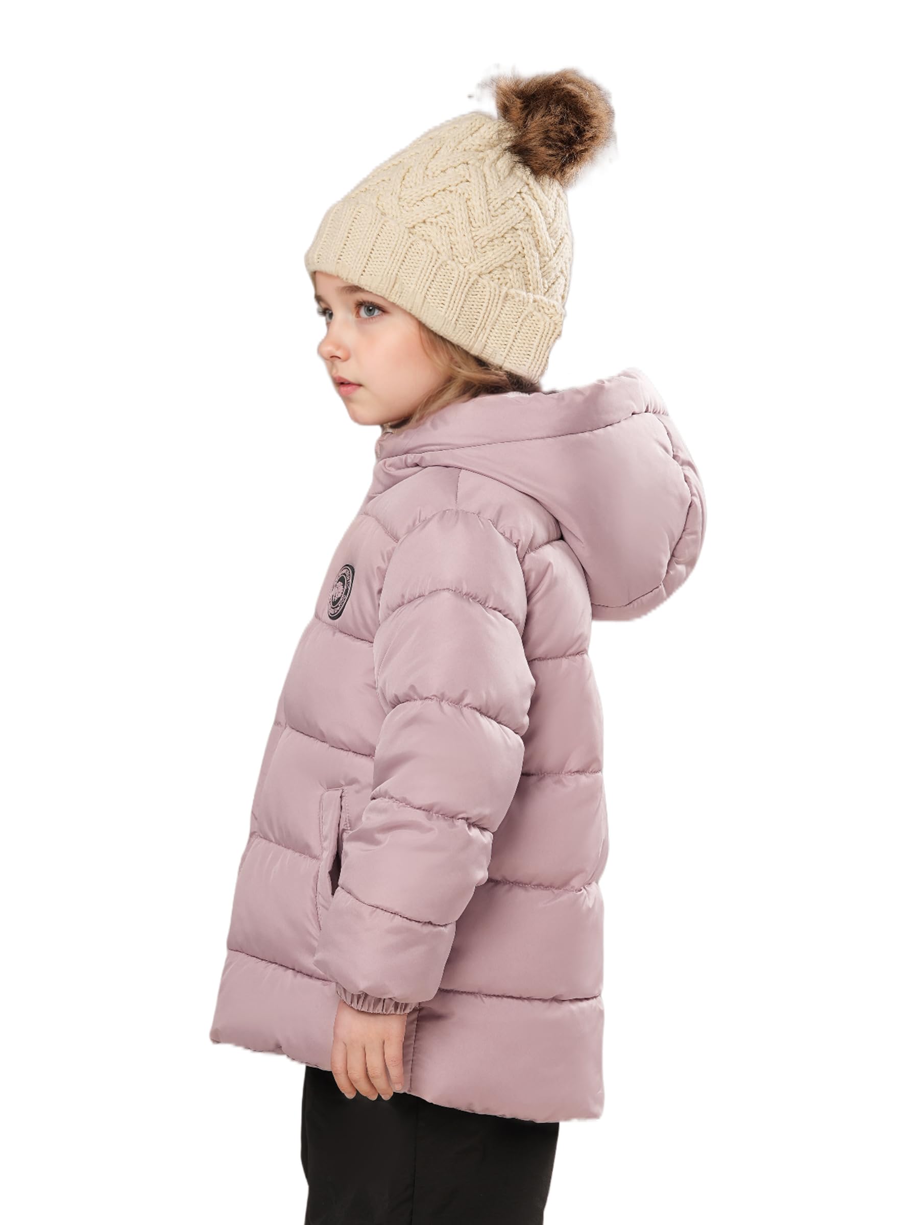 Sunny Sprout Abrigo de invierno con capucha para niñas - Chaqueta acolchada gruesa con forro polar y mangas antiviento