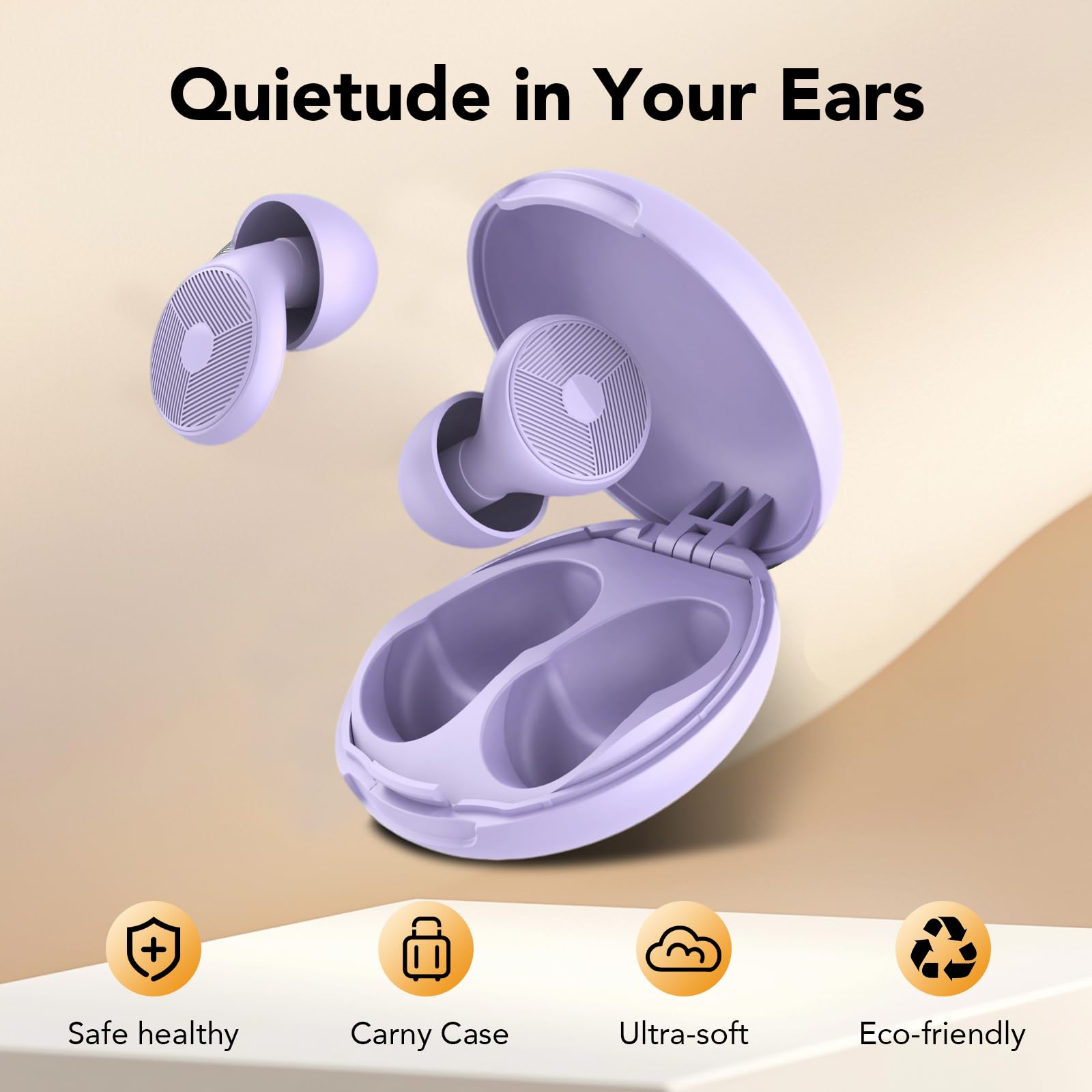 2026 Tapones para los oídos para dormir, 45 dB, reutilizables, morados