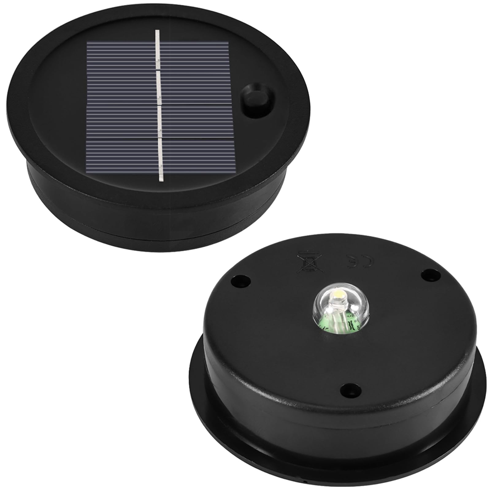 Joycabin 2 sztuki lamp solarnych, zamiennik, górna część 8 cm, z diodami LED, ciepła biel, pokrywa solarna, IP65, wodoszczelna skrzynka na baterie słoneczne, panel słoneczny, część zamienna do lamp