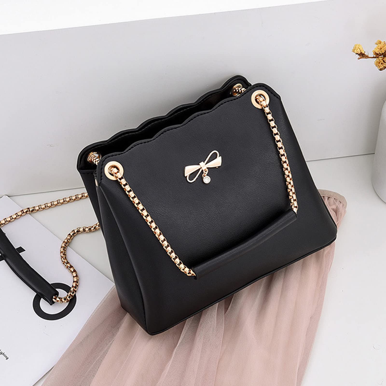 NICOLE & DORIS Tasche Frauen Klein Umhängetasche Damen Handtaschen Elegante Crossbody Bag Damen Handytasche PU Leder Schultertasche mit Kette