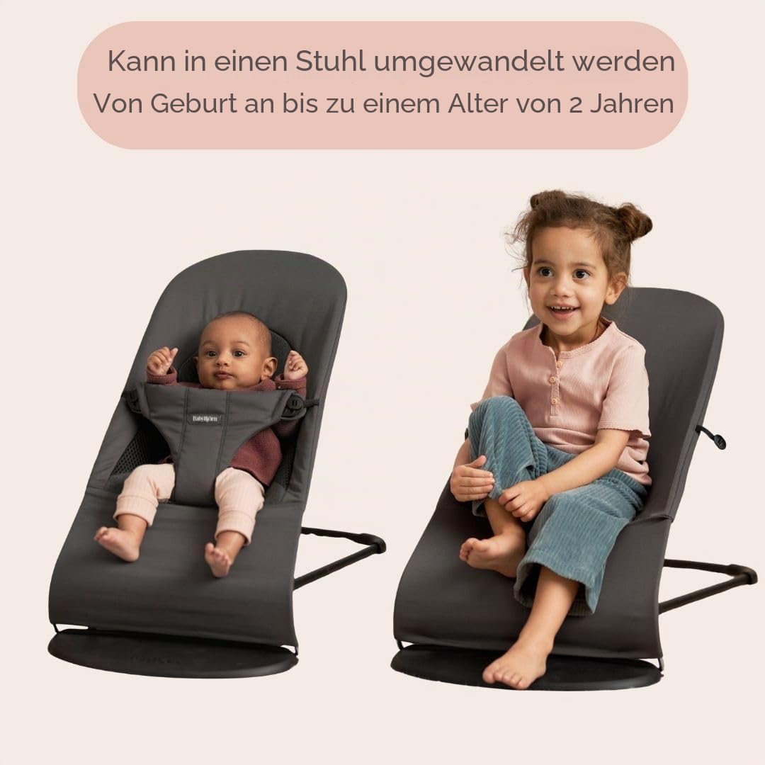 BabyBjörn Babywippe Balance Soft, Gewebt/Jersey, Tri-Fabric, Dunkelgrau
