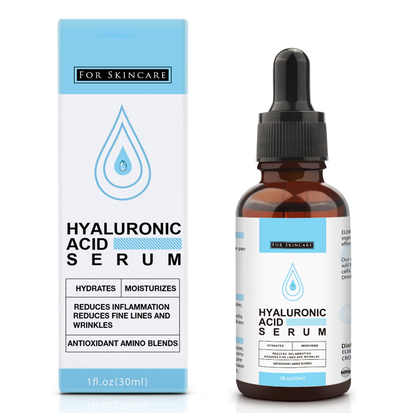 Hyaluronic Acid Serum for Skin, Hyaluronic Acid Face Serum, Hydrates, Moisturizes, Plumps Skin, Reduces Wrinkles, Anti Aging Serum, Original Face Moisturizer for Normal to Dry Skin and Fine Lines