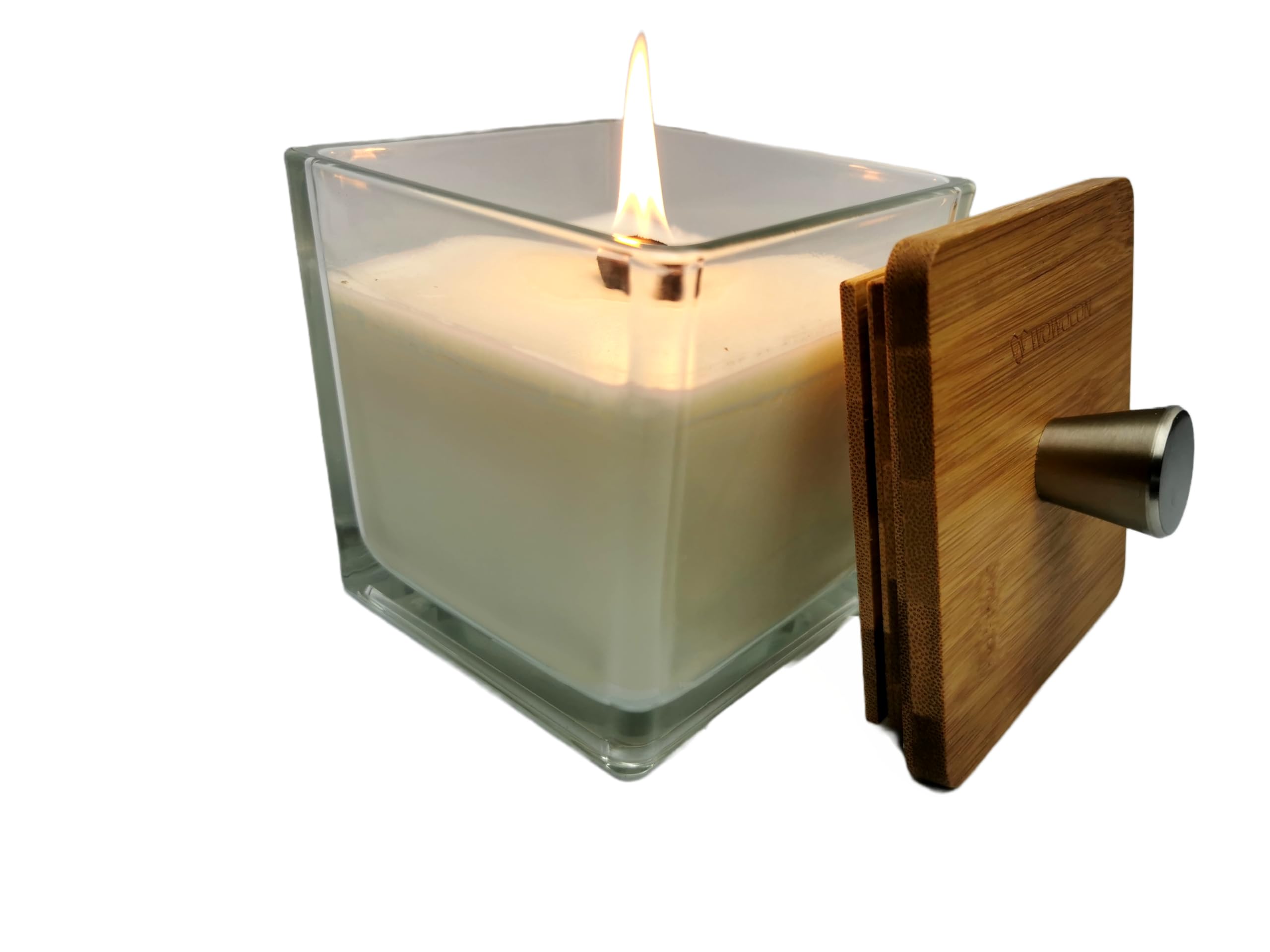 WACHSFRESSER® KERZENFRESSER WOWOCON® Indoor Outdoor Kerzen Schmelzlicht |10x10x10cm| Glas wiederbefüllbar lange Brenndauer Feuer mit Dauerdocht zum Wachs und Kerzenreste schmelzen