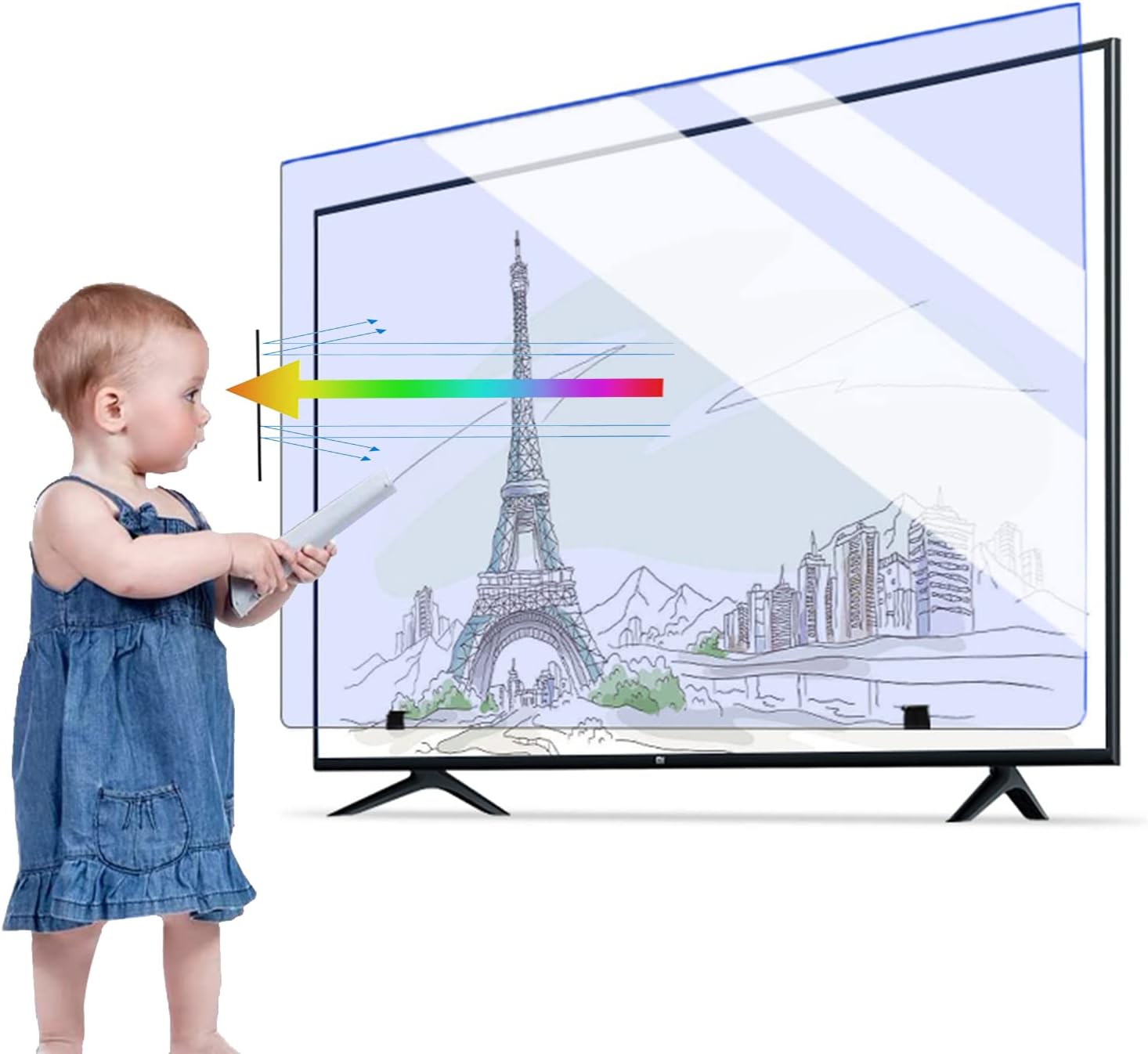 ALX-Dec TV Screen Protector 32-75 inch, Indoor & Outdoor Anti Glare Anti Blue Light Screen Frosted Film, Fits LCD, 4K OLED & QLED HDTV Displays,65in(1429x804mm)