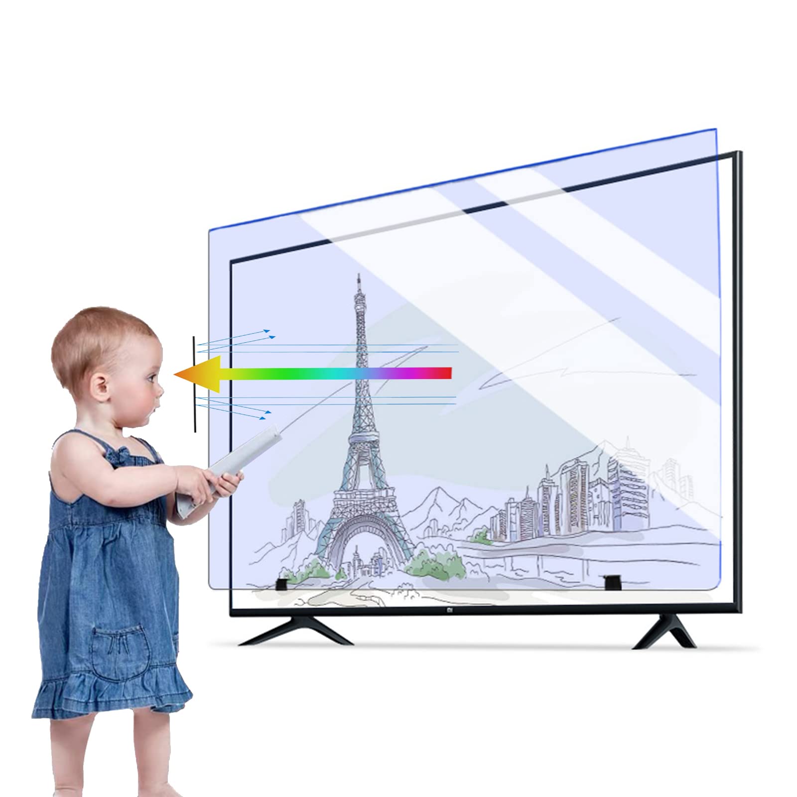 ALX-Dec TV Screen Protector 32-75 inch, Indoor & Outdoor Anti Glare Anti Blue Light Screen Frosted Film, Fits LCD, 4K OLED & QLED HDTV Displays,65in(1429x804mm)
