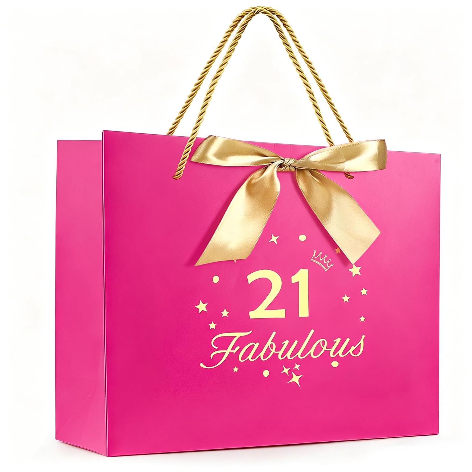 Yiran 21 Fabulous Gift Bags, 21st Birthday Gift Bags with Hands, Rose Gift Wrapping Paper Bag, 21st Birthday Party Anniversary Decorations