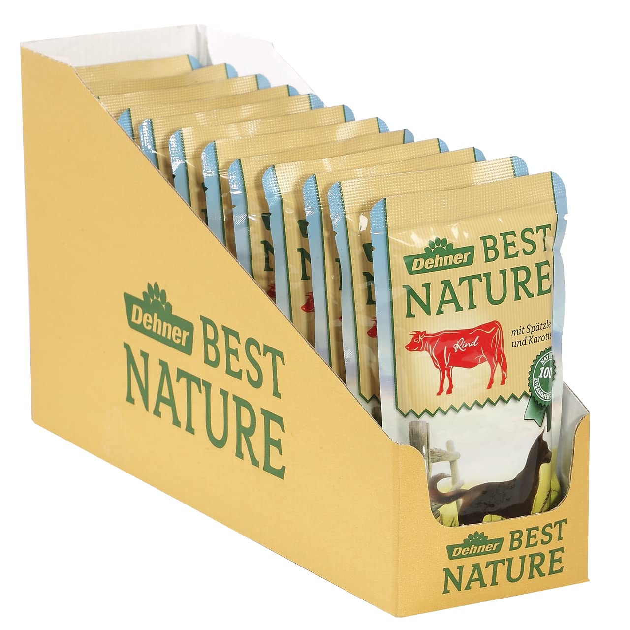Dehner Best Nature Nourriture pour Chien Adulte, bœuf et spätzle avec Carottes, en Sachet, 12 x 150 g (1,8 kg)