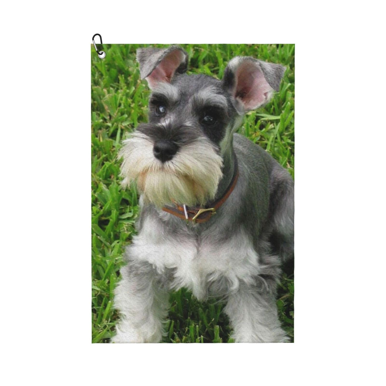 Hnnkloy Miniature Schnauzer, 16x24 in Portable Waffle Golf Towels with Carabiner Clip for Golf Bag