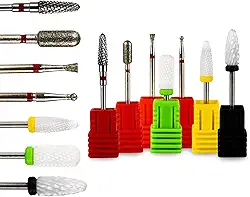 Kit 7 Brocas de Cerâmica Tungstênio Diamantada Unhas de Gel