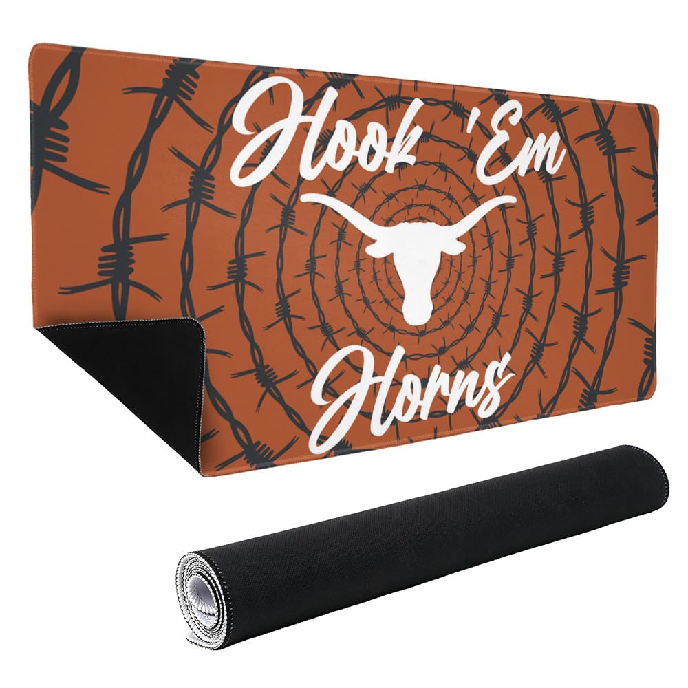 University of Texas Barbed Wire Tunnel Large Gaming Mouse Pad Desk Mat with Stitched Edges, Non-Slip Base for Gamer, Home and Office, 31.5 x 15.7