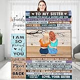 Picture of Keraoo Customized Sister Blanket with Hairstyle Name Change, for Sister Birthday, Christmas, Graduation Gifts