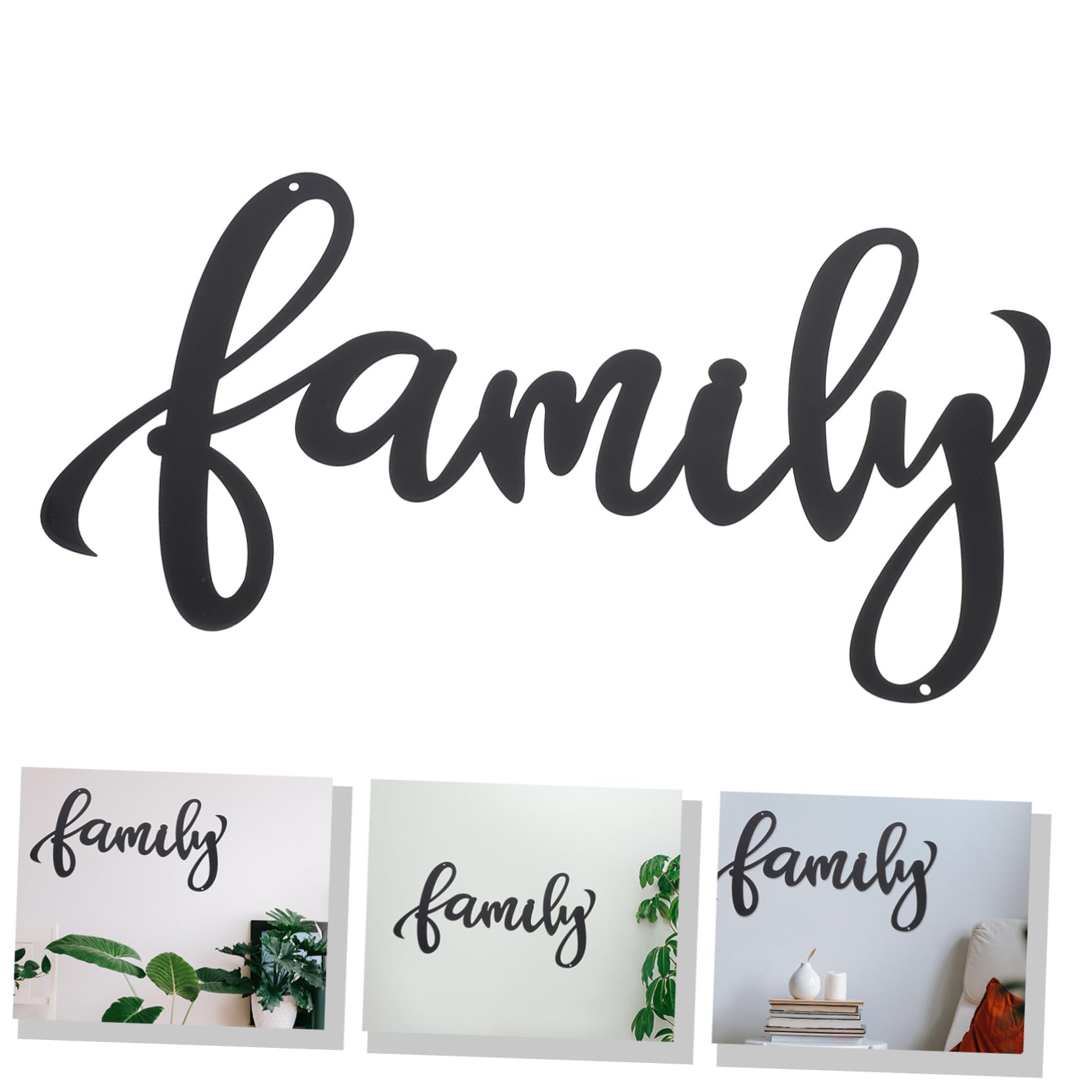Wandornament Family aus Eisen, Schwarze Wanddekoration