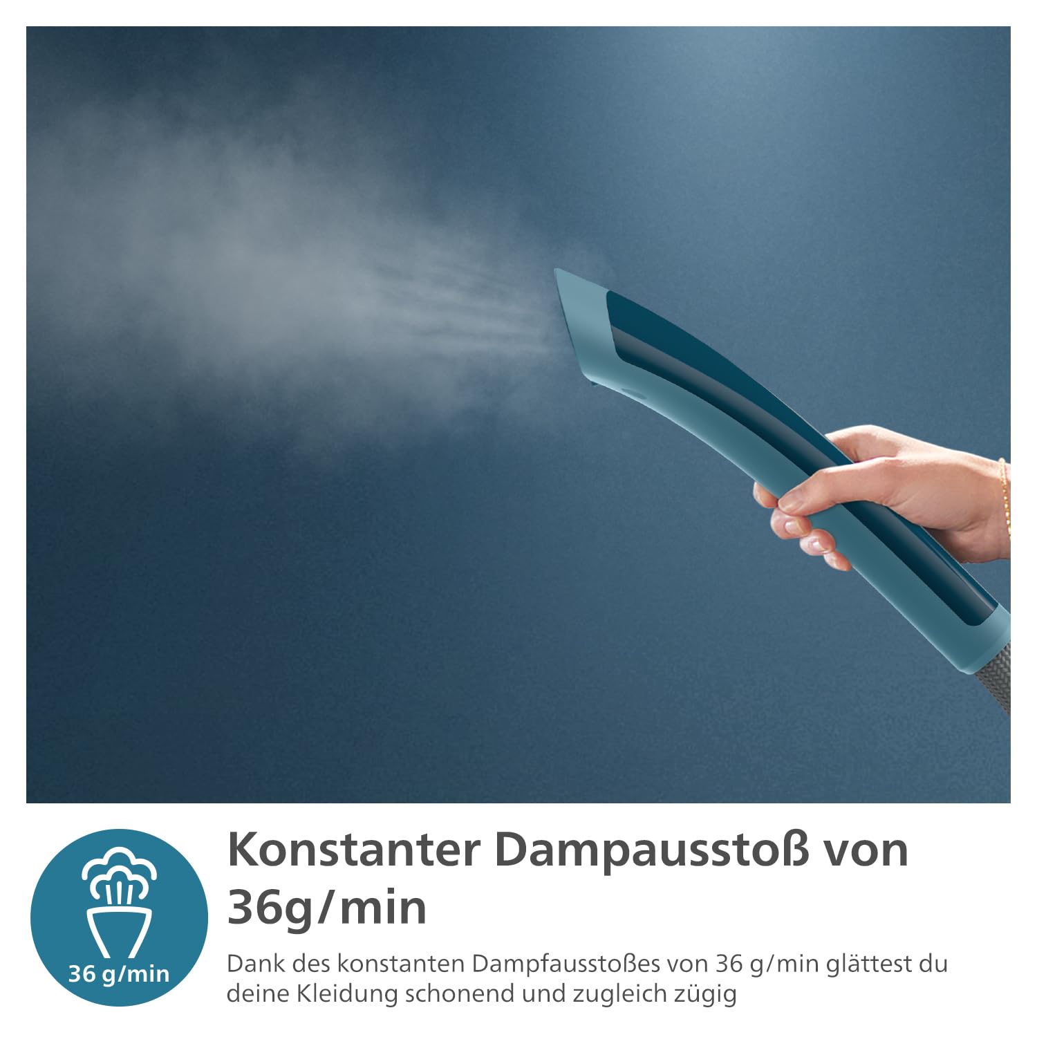 Philips Dampfglätter -1800 W,1,8-Liter-Wassertank, 3 Dampffunktionen, integriertes StyleBoard, einfaches Entknittern, Blau (STE1040/20)