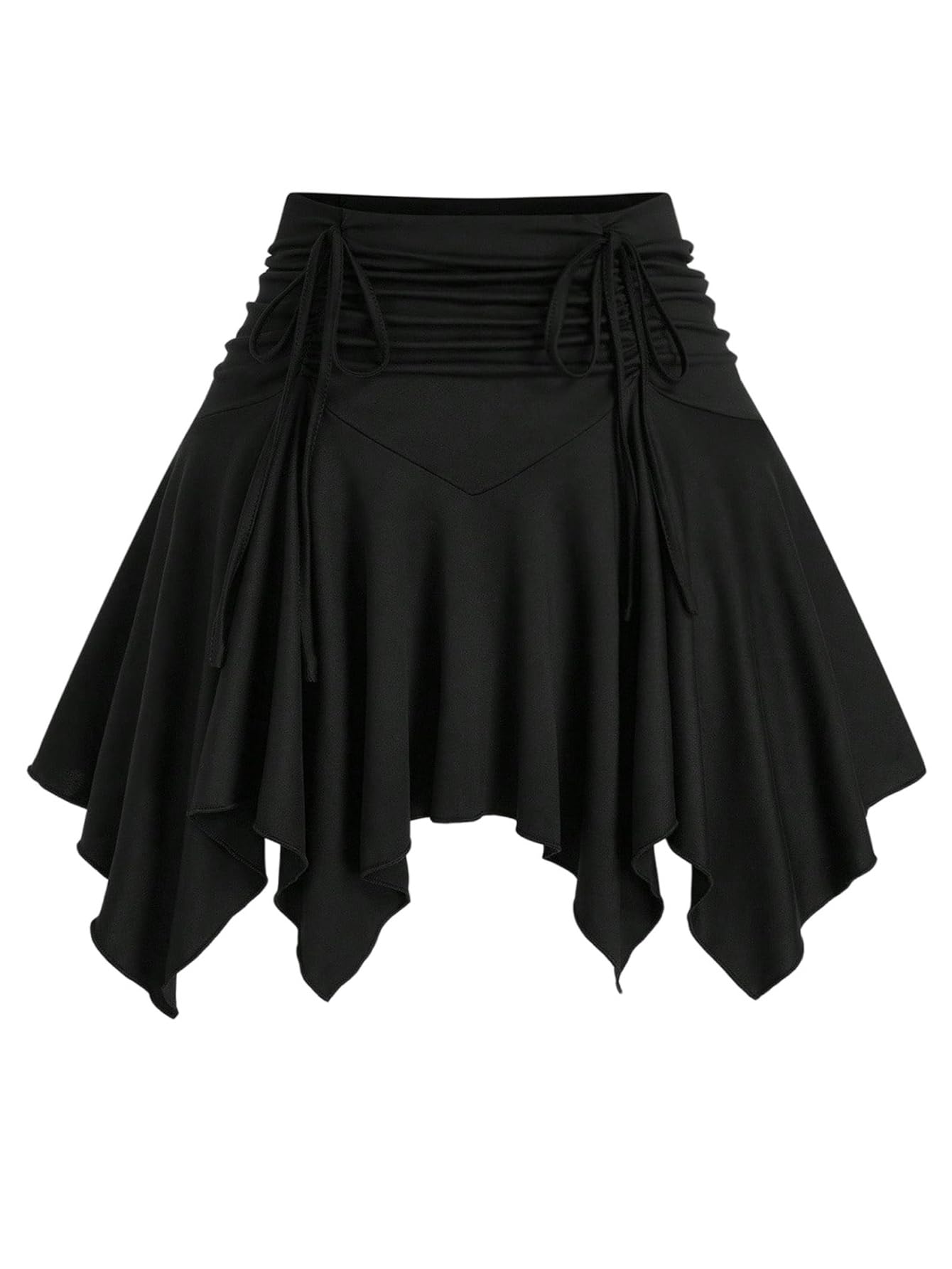 SweatyRocks Womens Plus Size Drawstring Flowy Asymmetrical Skirts Ruched High Waist Mini Handkerchief Skirt