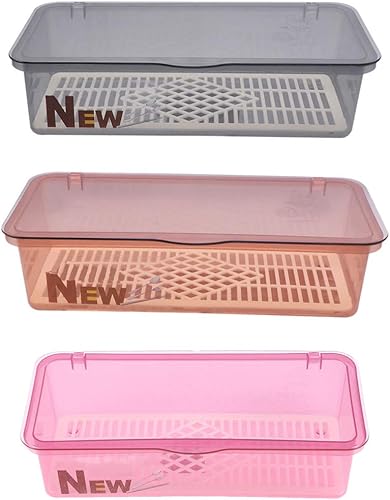 Miniatura 1 de Organizador de cubiertos con tapa: organizador de cubiertos de 3 piezas con tapa y escurridor, bandeja de cubiertos de cocina y organizador de