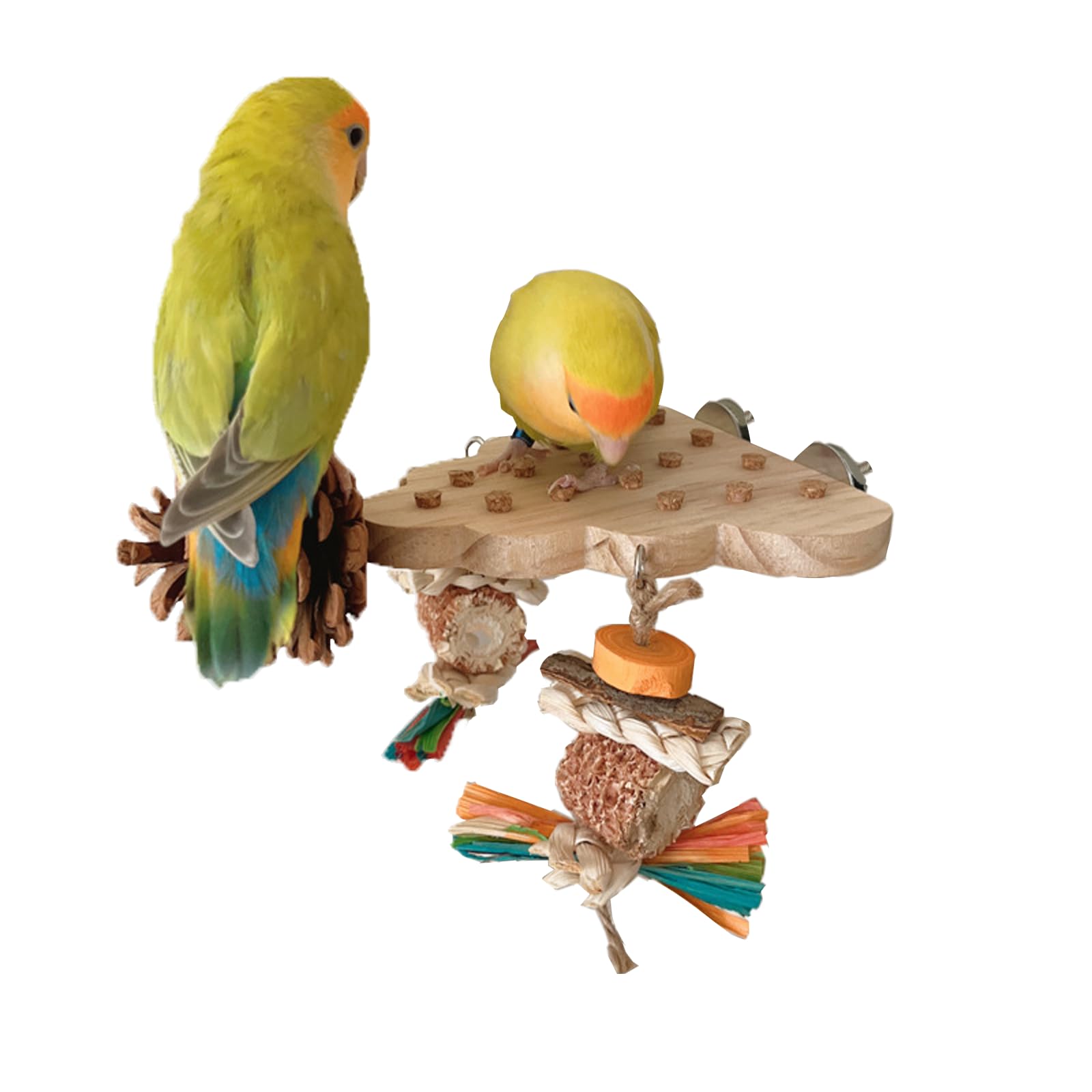 Parrot Toys, Parrot Wooden Toys Long Tailed Bird Toys with Pure Natural Corn Sticks and Pure Natural Pine Cones, Fun Bird Cage Accessories - image 7