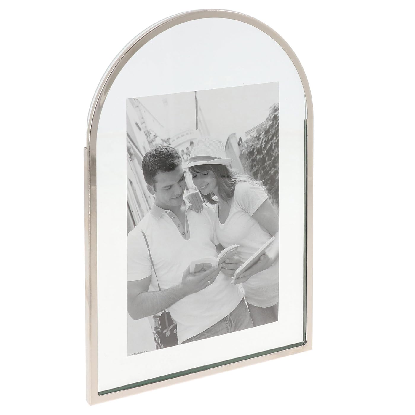 Shudehill Giftware Silver Floating Photo Frame, White Mount, Multiple Sizes, Square and Arch Styles, for Home Décor and Gifts (Silver Floating Frame Arch 4x6)