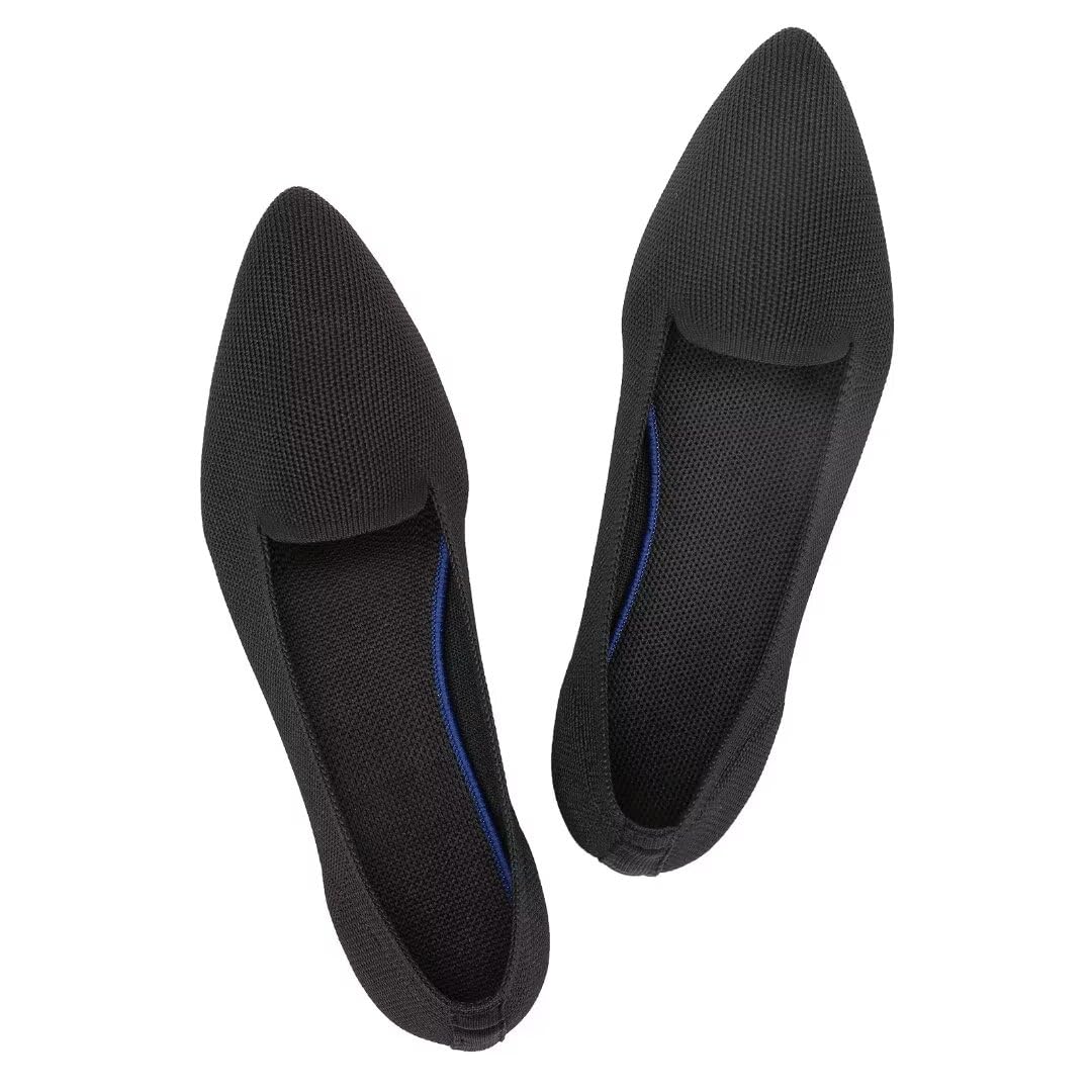 Frank Mully Women's Casual Loafer Flats Slip On Loafer Shoes Comfortable Knit Flat Shoes Classics Pointy Toe Loafer Flats,for Work,Travel