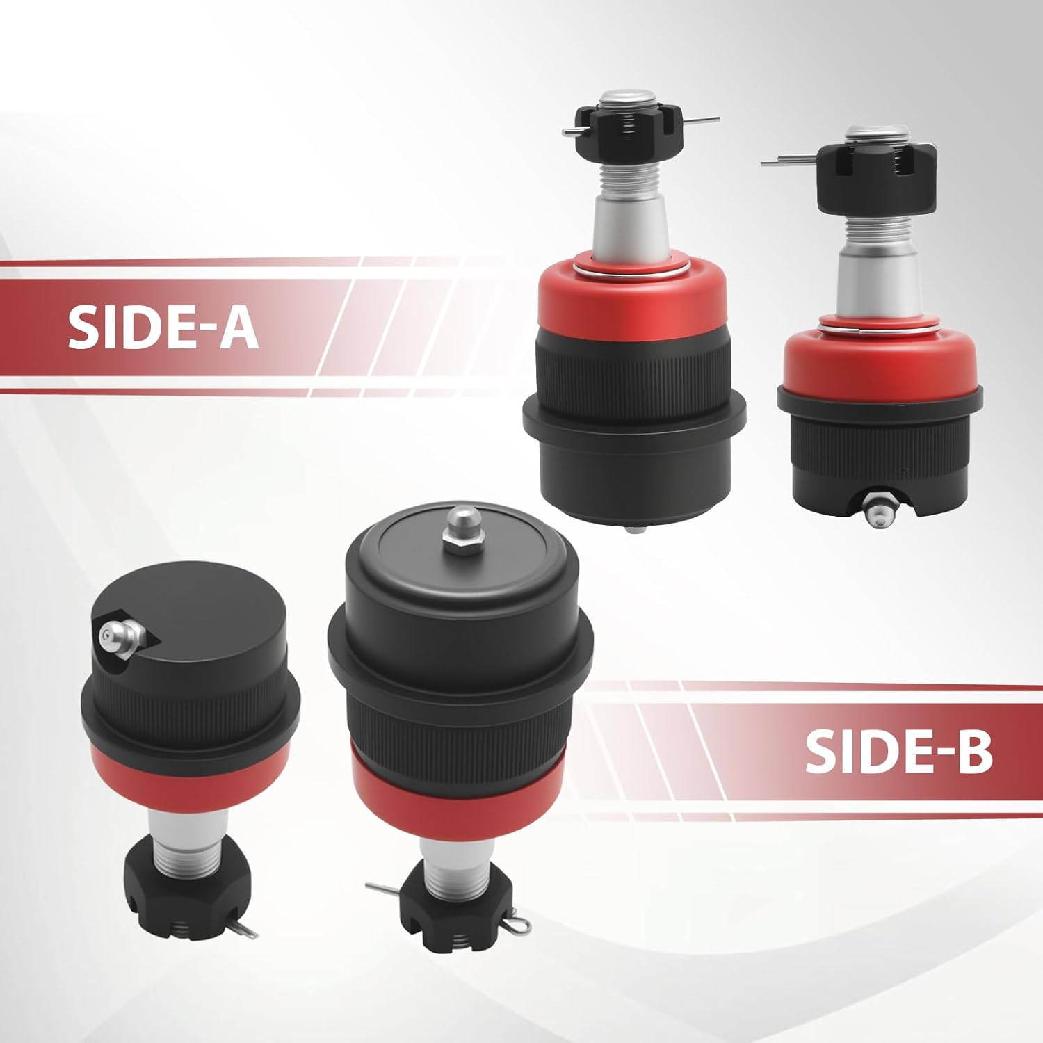 4Pcs 10626 Heavy Duty,Ball Joints Upper and Lower Kit,Replacement Ball Joints Suspension Ball Joint Kit, Replacement for Jeep Wrangler 2007-2018, Replaces 3134 3185
