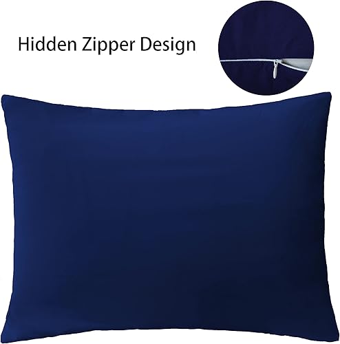 Miniatura 10 de iMaylex Funda de almohada suave de microfibra cepillada con cremallera, acogedora y ligera, fácil de cuidar, juego de 2, morado claro, estándar, 20