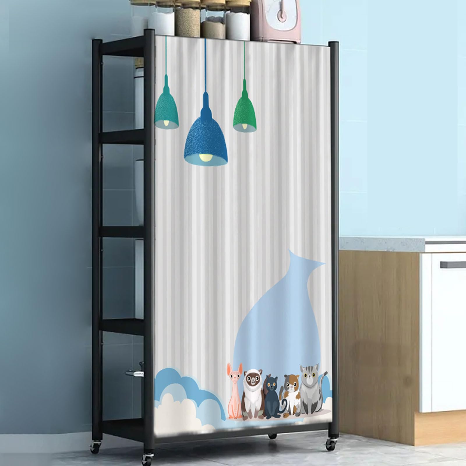 Staubdichter Vorhang zur Aufbewahrung, Organizer, Sichtschutzvorhang für Bücherregal, Schuhregal und unter der Spüle. Ideal für Küche, Schlafzimmer