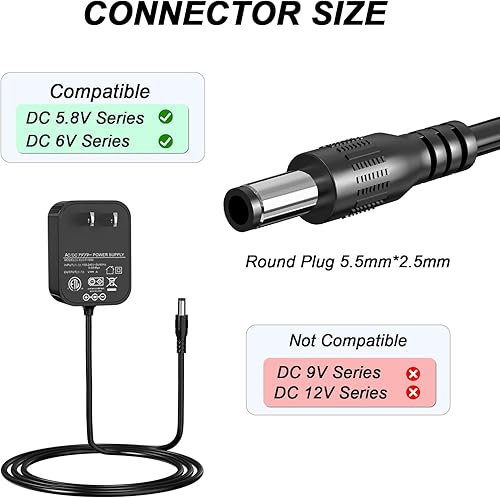 Miniatura 2 de VHBW Cargador de karaoke de repuesto para máquina cantante SML-385 SML385 SML385W SML385BTW SML385BTBK SML385UBK IN-385W SML625BTBK CD G Player BT