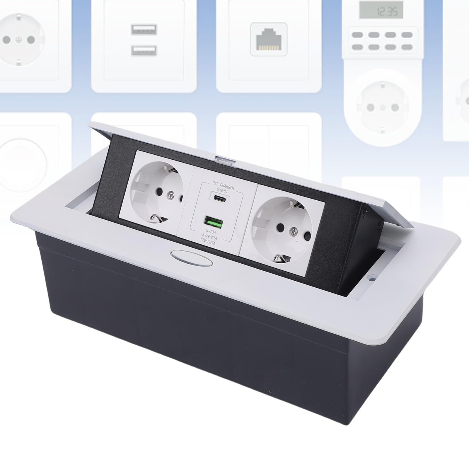 Scatola di derivazione da tavolo da incasso Hub di alimentazione resistente all'acqua Sala conferenze Presa da banco 2 fori USB tipo C