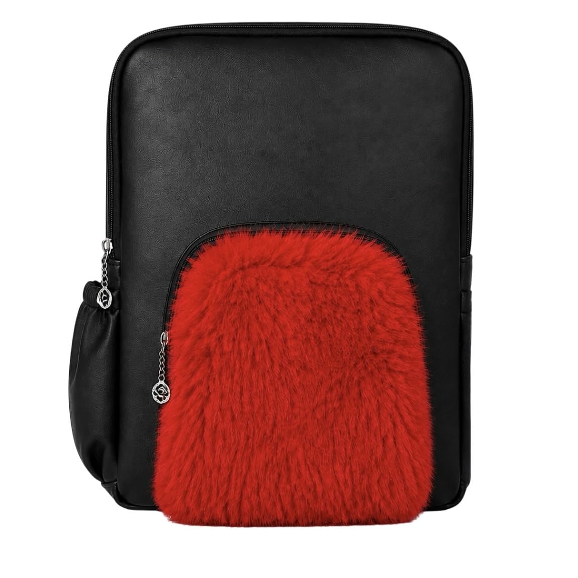 chandre Women's PU Leather Laptop Backpack with Fur Pocket for College-picture-10