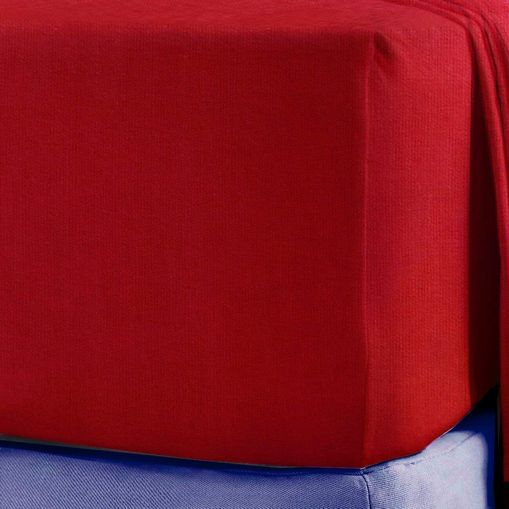 Sleep&Snuggle Red 100% Brushed Cotton Thermal Flannelette Flat Sheet - King