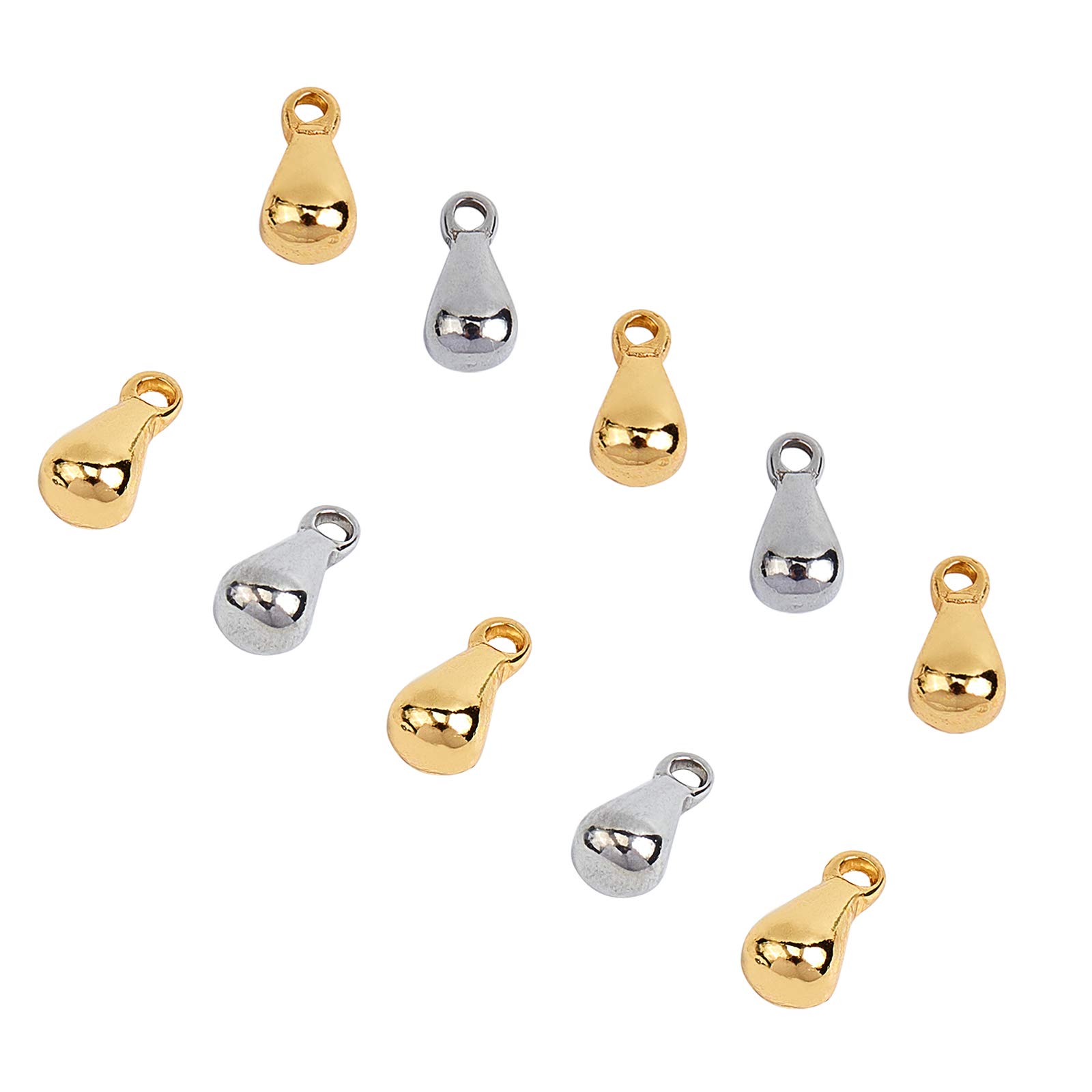 UNICRAFTALE 100pcs Extender Chain Drop Stainless Steel Pendants 6mm End Drop Charms Terminators Mixed Color Teardrop Charm Connector for DIY Jewelry