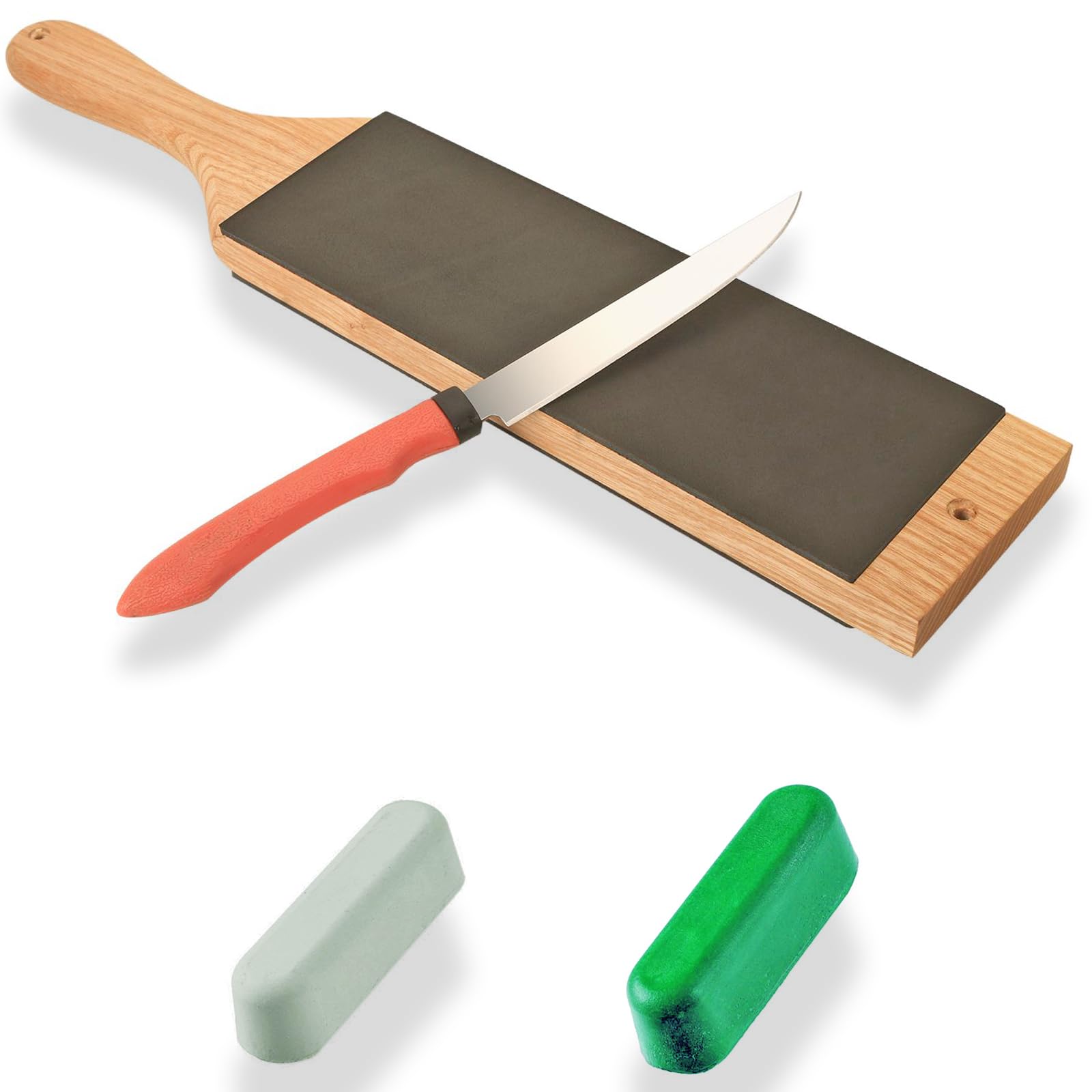Leather Strop with Polishing Compound, Knife Stropping Kit for Sharpening & Honing Knives Tools