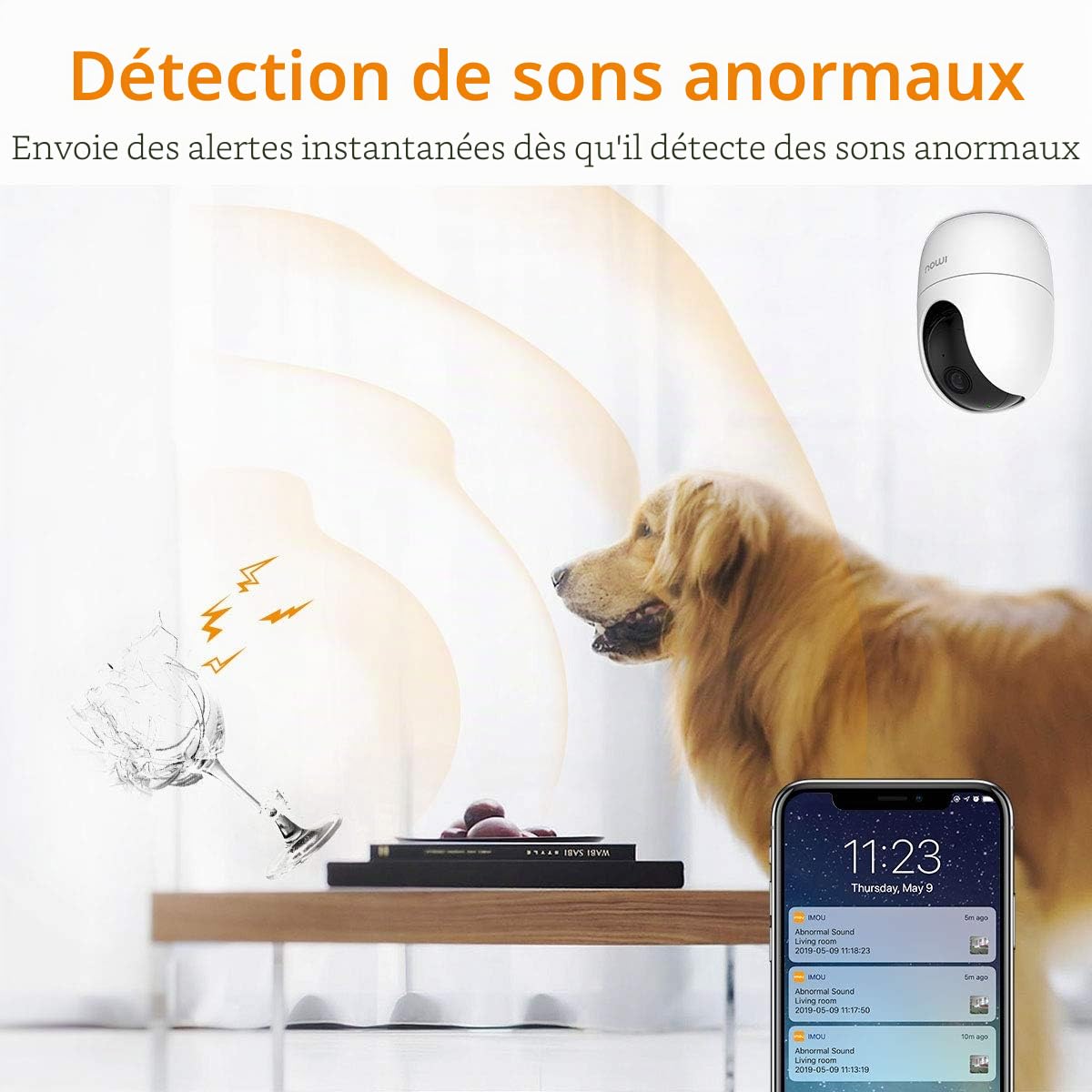 Imou Ranger 2 5MP (IPC-K2EN-5H2W) - Caméra dôme WiFi motorisée de 5 MP dispose d'une IA, d'un suivi automatique, d'un audio bidirectionnel, d'une sirène, d'un microphone, d'un infrarouge de 10 m, d'un
