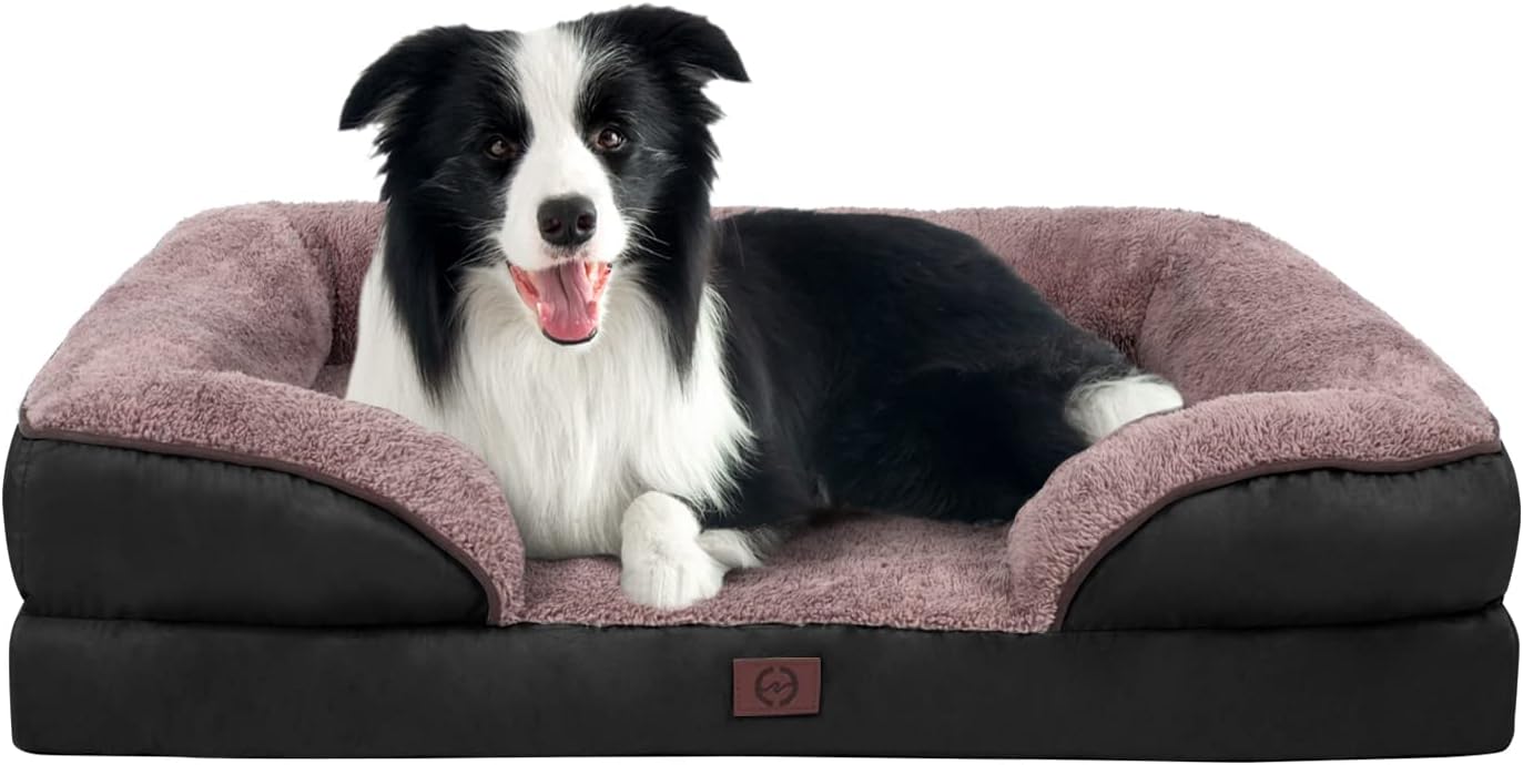 ODDPET Dog Bed, Bolster Dog Beds for Medium/Large Dogs – Dog Sofa with Removable Washable Cover, Waterproof Lining and Nonskid Bottom Couch