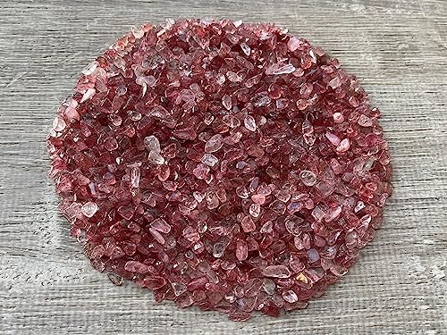 Image of GAF TREASURES 2 oz Lot Natural Semi Tumbled Gemstone Chips, Crushed Mini Crystals, Undrilled Crystal Chips (Strawberry)