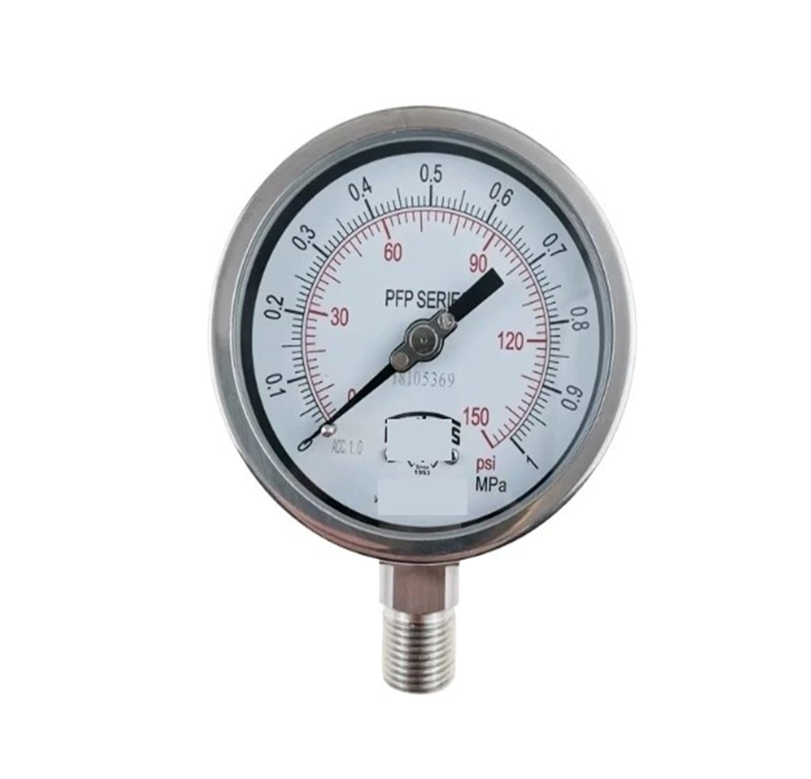 Manomètre PFP-40 100mm ± 1.0% G1/4 manomètre en acier inoxydable Original(0-2.5Mpa,Axial)