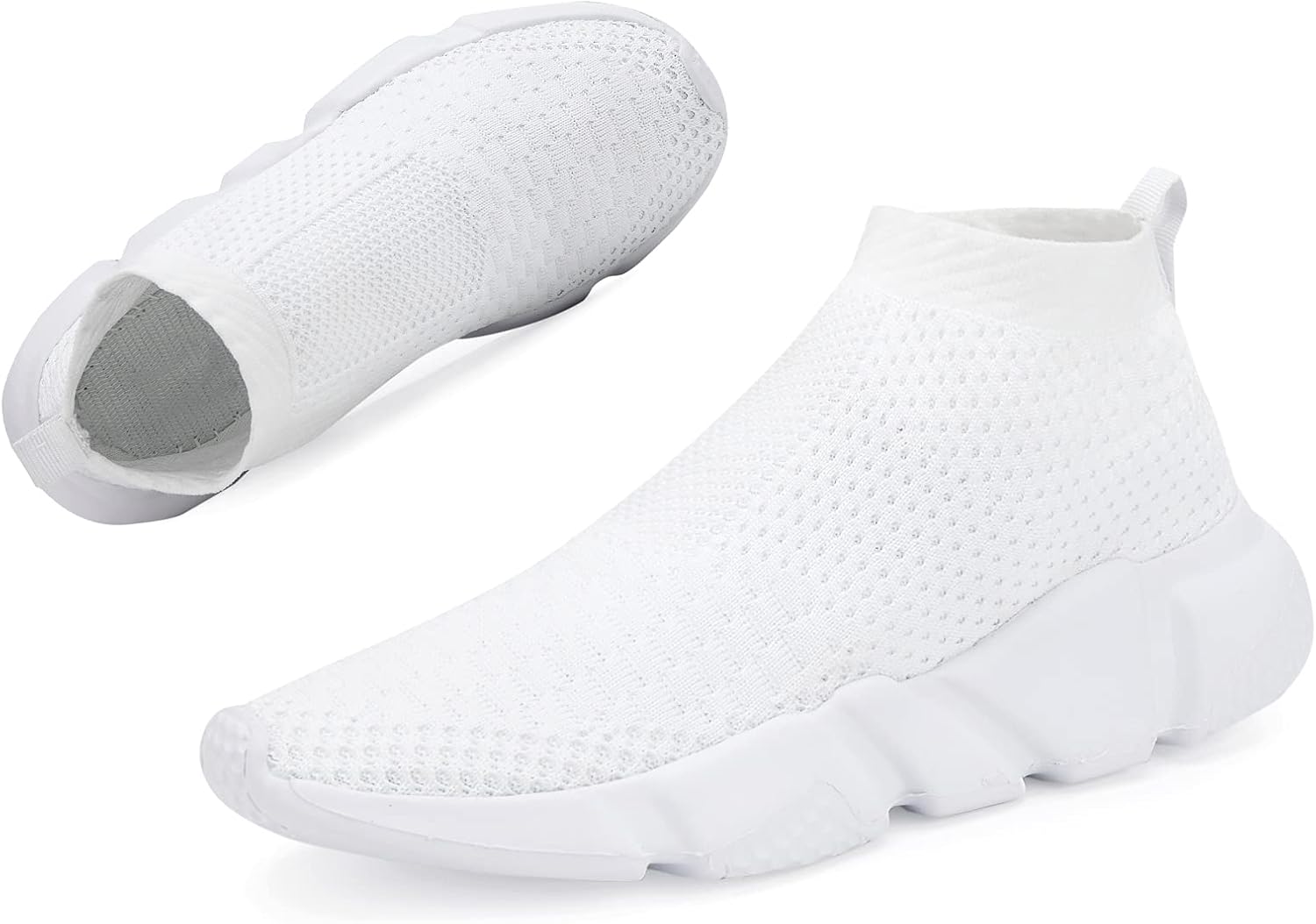 Santiro Boys Shoes Girls Sock Shoes Breathable Knit Slip On Shoes 12.5 Little Kid White image 7 of 7 B07TFHGFZX