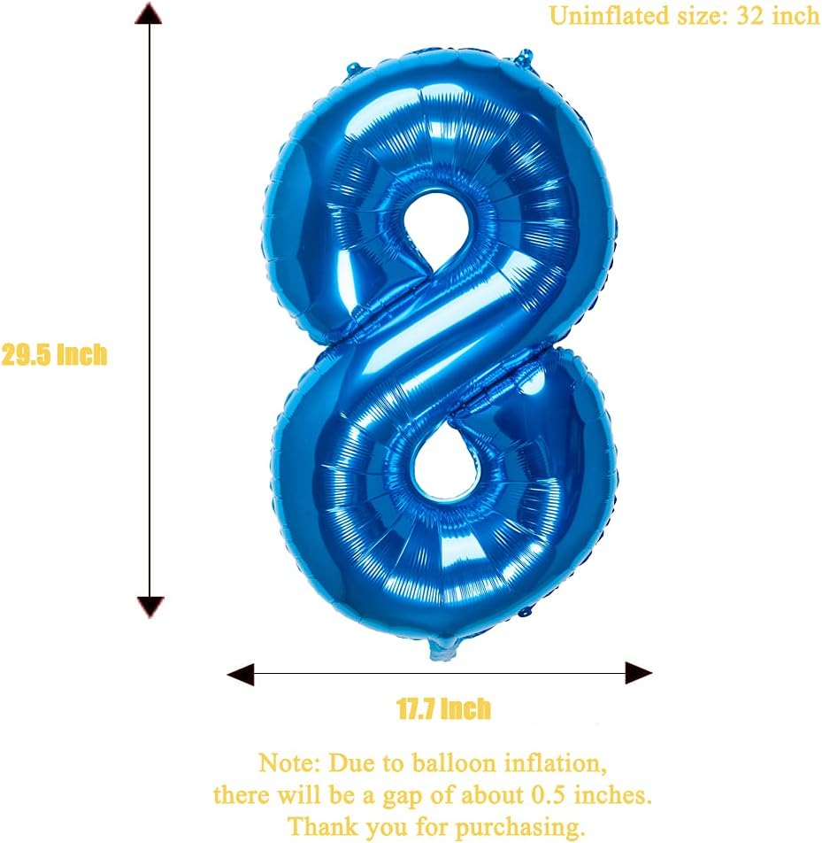 32 Inch Blue Number 8 Balloons Foil Ballon Digital Birthday Party Decoration Supplies (Blue Number 8 Balloon) - Image 3