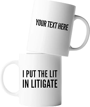 Panvola Personalized I Put The Lit in Litigate Customized Lawyer Attorney Law Student Teacher Ceramic Coffee Mug 11oz White Novelty Drinkware 11oz