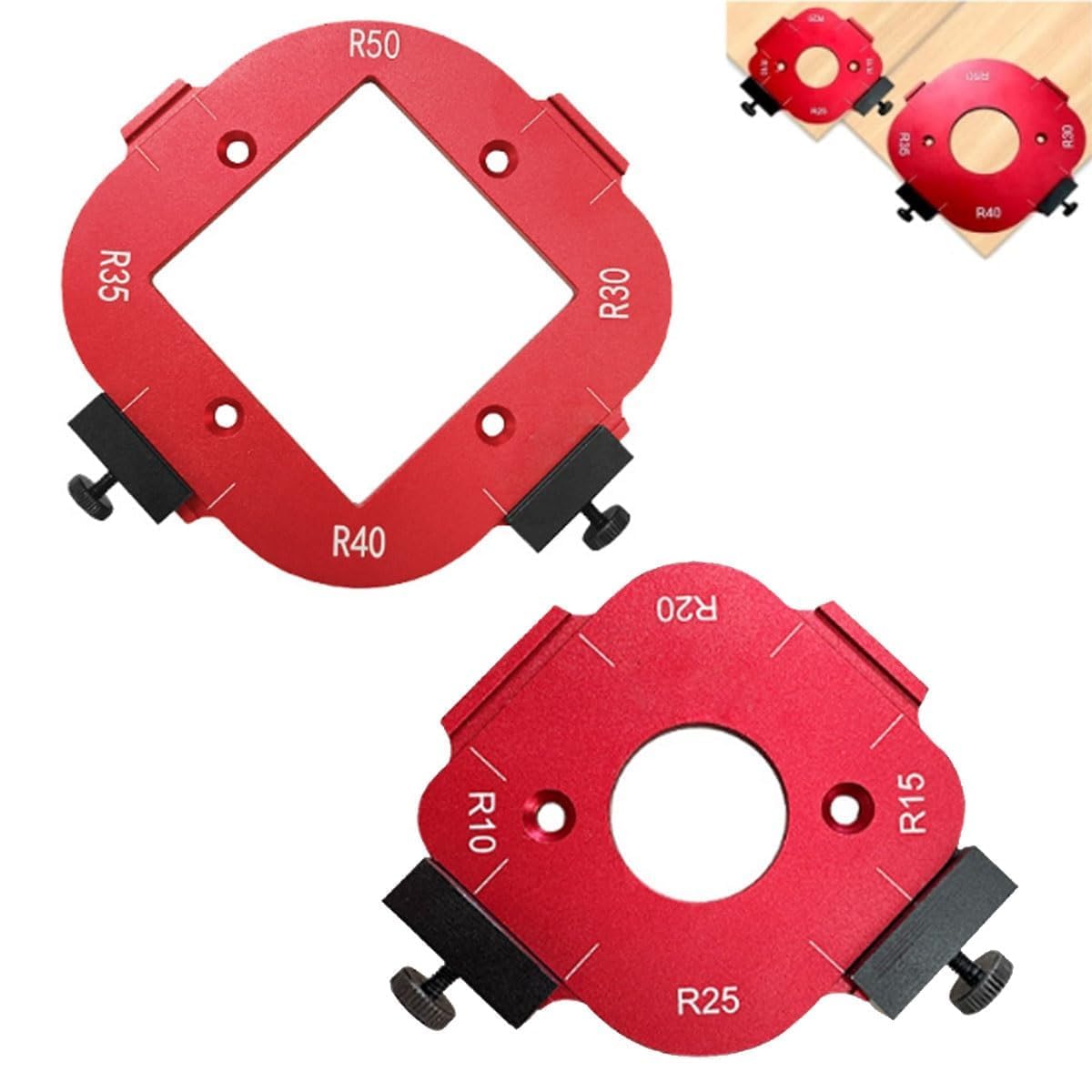 2 Piezas de Plantilla de Radio de Fresadora, Plantillas de Fresado para Enrutador, para Carpintería, Plantillas de Enrutamiento de Radio R10 R15 R20 R25 R30 R35 R40 R50
