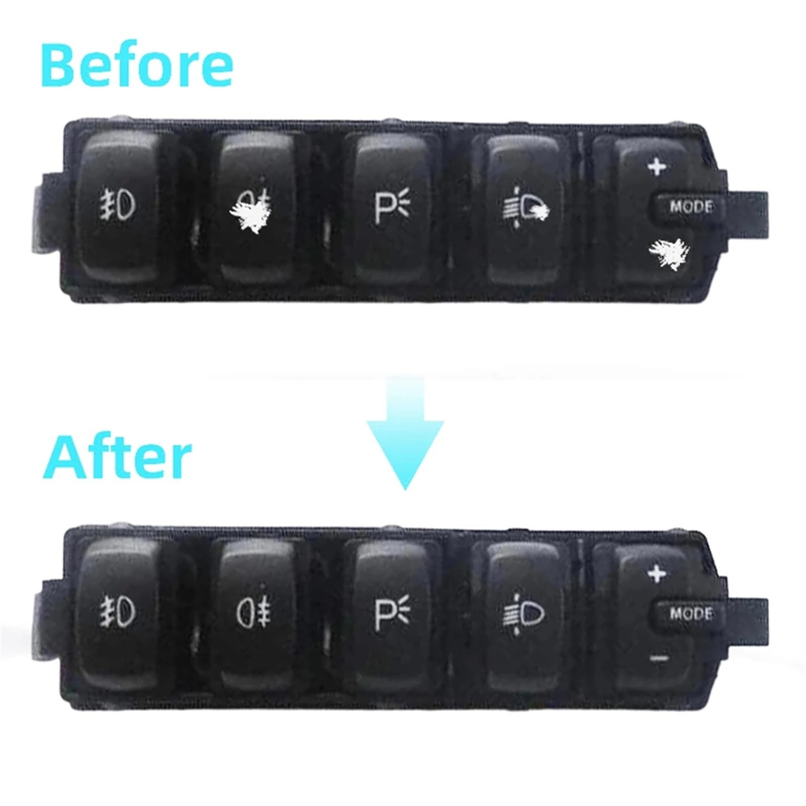 Compatible avec Fiat pour Croma 2005 2006 2007 2008 2009 2010 2011 1 ensemble d'autocollants réparation bouton-poussoir d'interrupteur feux antibrouillard Autocollants Intérieur