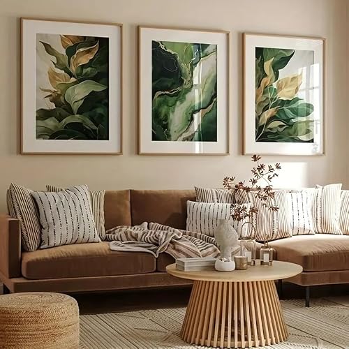 LTjiajuypd Green Abstract Plant Leaf Canvas Poster Picture Wall Decorative Art Modern Living Room, Dining Room and Home Decoration(35x50cm-3Pcs)