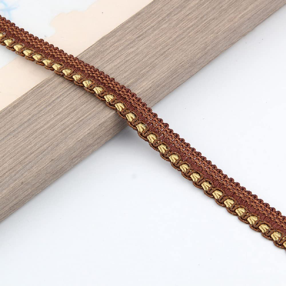 Yalulu 11 Meters Polyester Gimp Braid Trim, Braid Trim Woven Decorative Gimp Trim Ribbon for Costume Curtain DIY Crafts Sewing (Deep Coffee)