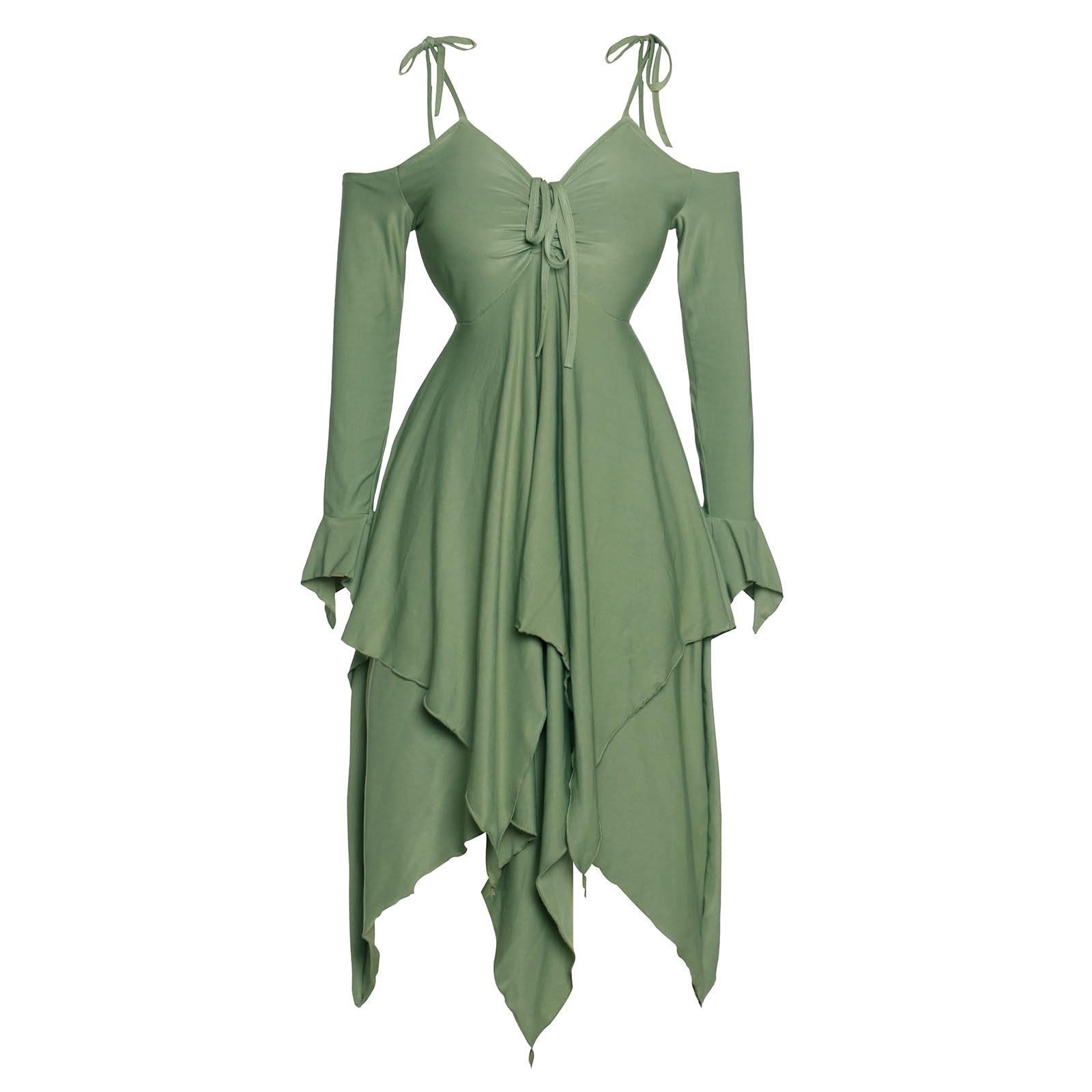Vibsion Renaissance Fairy Dress Womens Gothic Witch Dress Off-Shoulder Tiered Dress